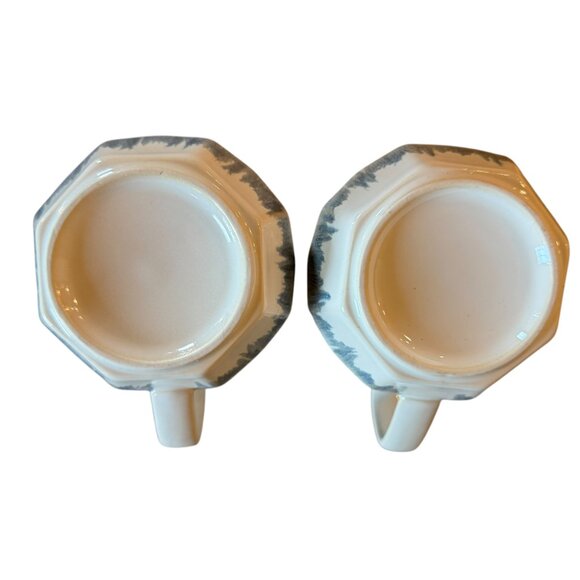 Homvare Porcelain Mugs Set Of 2 Cream Blue Gray Glaze 10 oz EUC - Picture 9 of 14